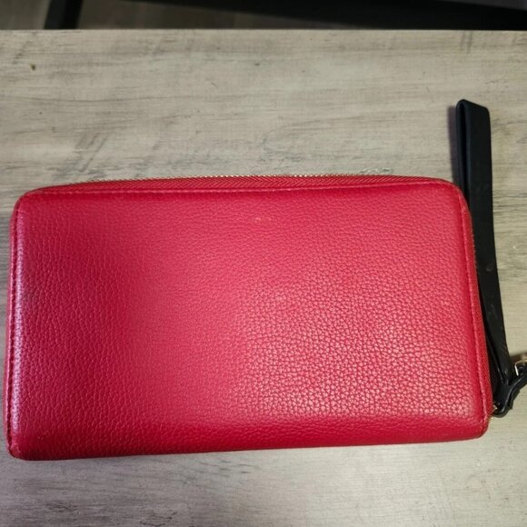 Wristlet Leather Wallet Clutch Isaac Mizrahi LILETH Red / Black & Embossed Croc - Picture 2 of 3